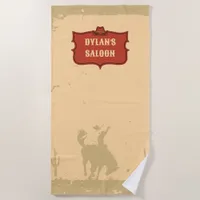 Western Cowboy Monogram Rustic Name Saloon Beach Towel
