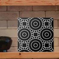 Simple Modern Black & White Geometric Pattern Ceramic Tile