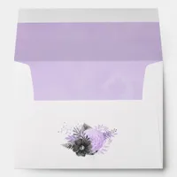 Pastel Lilac and Charcoal Grey Floral Wedding Envelope
