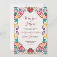 Mexican Floral Colorful Fiesta Boda Wedding Invitation