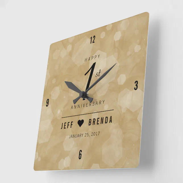 Elegant 1st Paper Wedding Anniversary Celebration Square Wall Clock