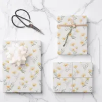 Yellow Cottagecore Wildflowers Botanical Print  Wrapping Paper Sheets