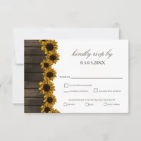 Rustic Country Sunflowers Barn Wood Wedding rsvp