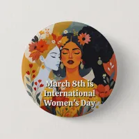 A Pretty International Women's Day  Button