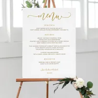 18x24 Wedding Menu Sign Swirly Calligraphy Gold