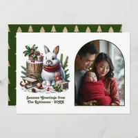 Woodland Bunny Cozy Forest Christmas Holiday Photo