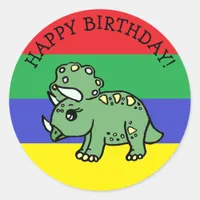 Happy Birthday T-Rex Dinosaur Classic Round Sticker