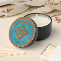 Southwest Mountain Peaks Turquoise Customized Mini Candle Favors