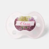 Personalized Pink Carnations Baby Girl Pacifier