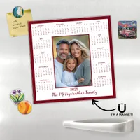 2025 Burgundy Maroon Photo Magnetic Calendar