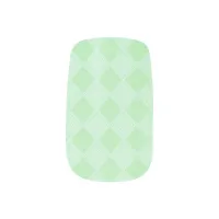 Geometric Diamond Pattern Green And White Minx Nail Art