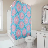 Pink and Blue Abstract Shower Curtain
