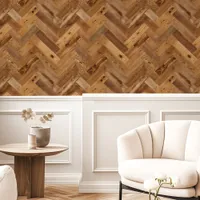 Natural Wood Herringbone Wallpaper