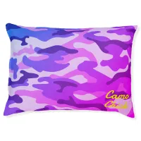 Girly Camouflage Pinks/Blues Monogram in Yellow | Pet Bed