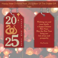 2025 Chinese New Year Of The Snake Modern Red  Gift Tags