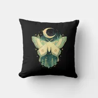 Moth Fairycore Goblincore Whimsigoth Cottagecore Throw Pillow
