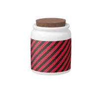 Thin Black and Red Diagonal Stripes Candy Jar