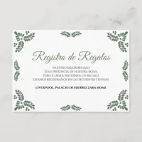 Talavera Green Floral Minimalist Spanish Wedding Enclosure Card