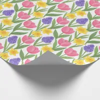 Tulips, Daffodils, Hyacinths Coloring Style Wrapping Paper
