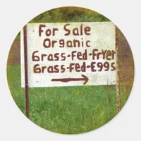 Organic Grass Fed Eggs and Fryers Classic Round Sticker