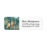 Fox Family Forest Full Moon Address Label