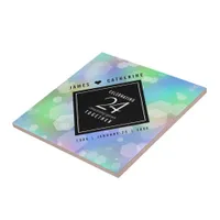 Elegant 24th Opal Wedding Anniversary Celebration Ceramic Tile