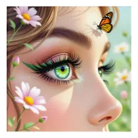 Beautiful Green Eyed Fairy and Butterfly  Acrylic Print