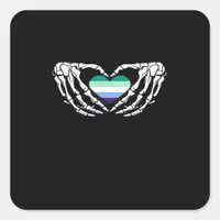 Gay Male Pride Skeleton Halloween Mlm Goth Heart C Square Sticker
