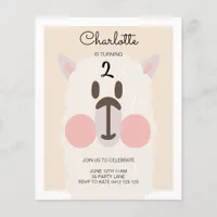 BUDGET Cute Llama Modern Birthday Invitation