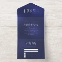 50th Birthday navy blue silver rsvp All In One Invitation