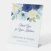 Navy Royal Bue Ivory Anemona Wedding Gift Cards Pedestal Sign