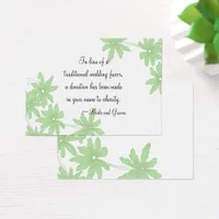 Green Daisies Wedding Charity Favor Card