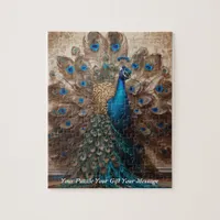 Beautiful Cute Boho peacock bird Jigsaw Puzzle