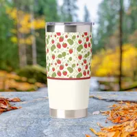 Strawberry Blossoms and Berries Pattern  Insulated Tumbler