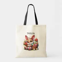 Personalized Vintage Easter Bunny Tote Bag