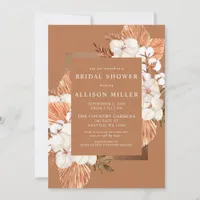 Rustic Terracotta Boho Pampas Bridal Shower Invitation