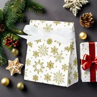 Gold Snowflake White Winter Bakery Style Favor Boxes