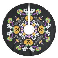 Halloween Mandala Ghosts, Pumpkins, Bats and Skull Brushed Polyester Tree Skirt