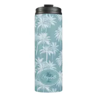 Hawaiian Palm Tree Silhouette Pattern Teal ID1093 Thermal Tumbler