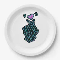 Skeleton Hands Forming A Heart Gentle Expression Paper Plates