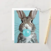 Rabbit Blowing Bubble Gum Bubble Postcard