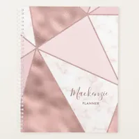 Rose Gold Blush Marble Geometric Modern Name Planner