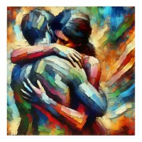 Lover's Embracing ai Oil Paint Style Acrylic Print