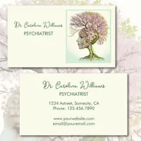 Feminine neurological professional floral brain  business card