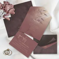 Shadow Leaf Wedding Copper Rose ID947 All In One Invitation