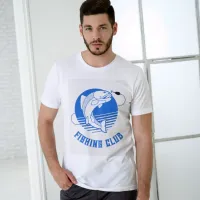 Blue White Fishing Club T-Shirt