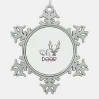 Oh Deer Retro Classic Design  Snowflake Pewter Christmas Ornament