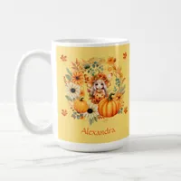 Cute Pumpkin Fairy in Autumn Wreath Coffee Mug