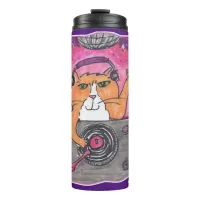 Epic Dj Cat Marker Art Illustration Cartoon  Thermal Tumbler