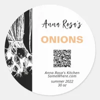 *~*  QR AP30 ONIONS- DEHYDRATED CANNING FREEZE CLASSIC ROUND STICKER
